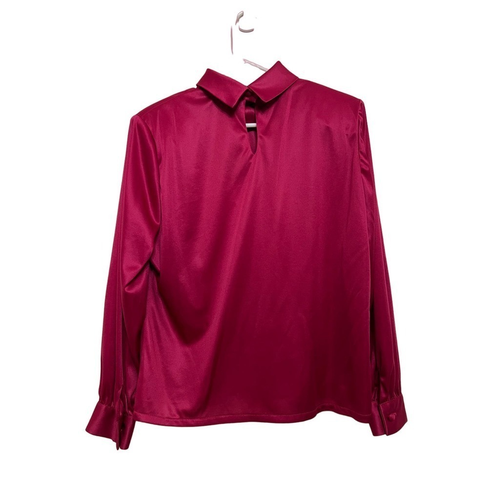 Heury Lee Vintage Berry Magenta Long Sleeve Blouson Top Size 12 Petite - Picture 4 of 4